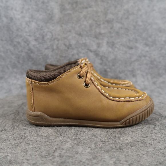 Childrens Place Shoes Baby Toddler 7 Bootie Sneaker Lace Up Moc Brown Trainer - Picture 1 of 12